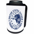 3dRose Russ Billington Designs - United States Citizen- Proud and Free- Design in Blue and White - Can Cooler Bottle Wrap (cc_262303)