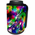 3dRose Russ Billington Designs - White Dragonfly on Plant Silhouette on Colorful Background - Can Cooler Bottle Wrap (cc_262313)