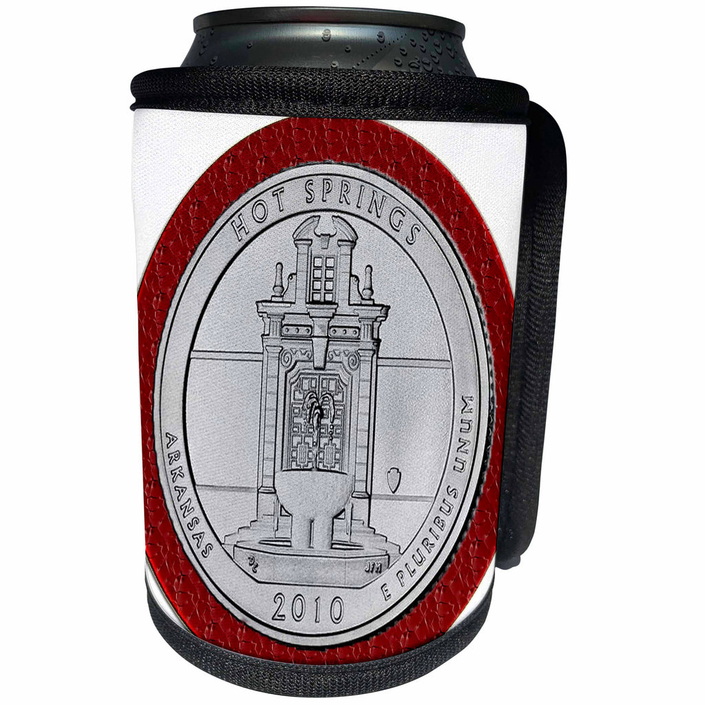 3dRose Sandy Mertens Arkansas - Hot Springs 2010 Coin - Can Cooler Bottle Wrap (cc_26232)