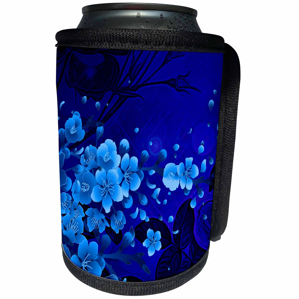3dRose Heike Köhnen Design Nature Flowers - Cherry blossom in blue colors - Can Cooler Bottle Wrap (cc_262361)