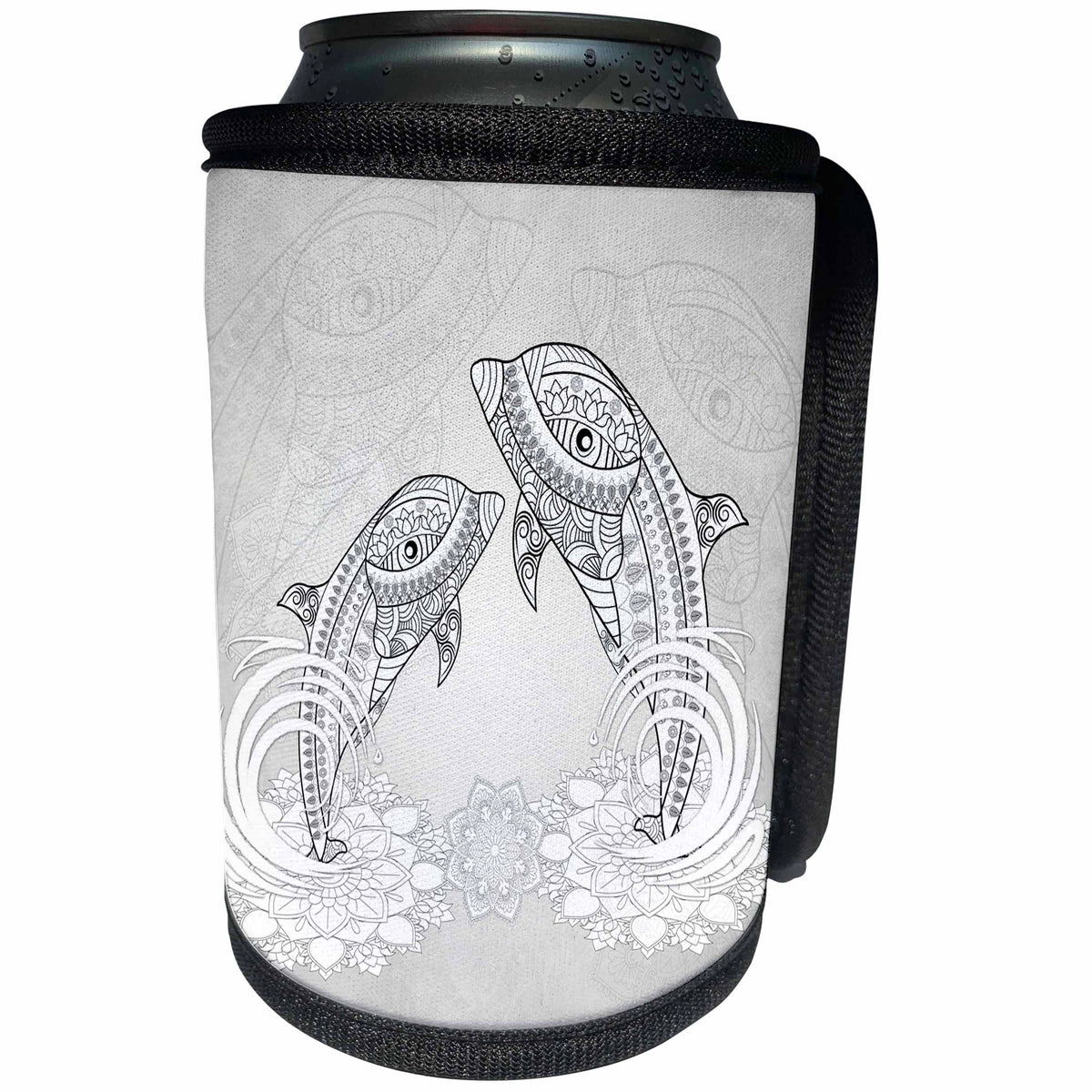 3dRose Heike Köhnen Design Mandala - Awesome dolphin mandala design - Can Cooler Bottle Wrap (cc_262374)
