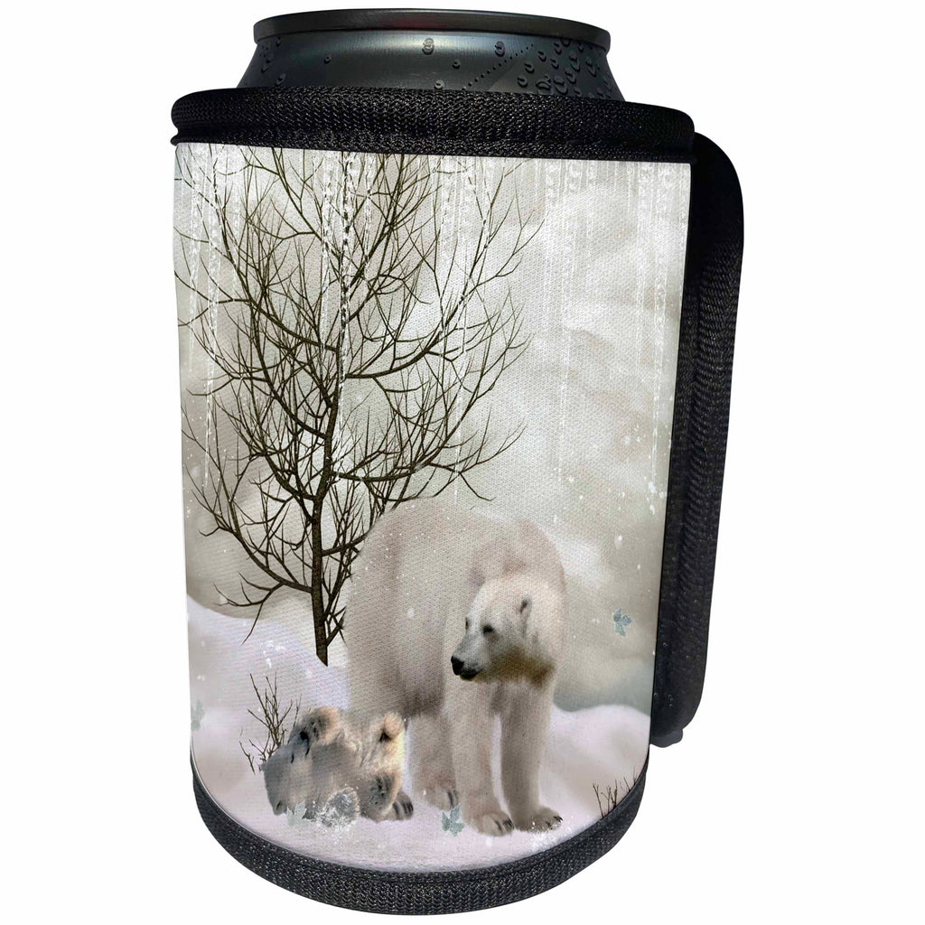 3dRose Heike Köhnen Design Animal - Awesome polar bear in a fantasy winter landscape - Can Cooler Bottle Wrap (cc_262379)