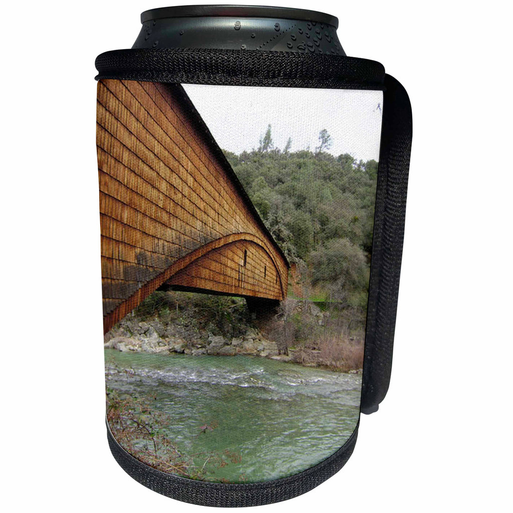 3dRose Sandy Mertens California - Yuba River at Bridge Bridgeport - Can Cooler Bottle Wrap (cc_26238)