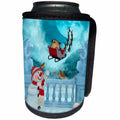 3dRose Heike Köhnen Design Holiday - Christmas, Santa Claus and reindeer in the sky, snowman - Can Cooler Bottle Wrap (cc_262385)