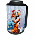 3dRose Heike Köhnen Design Holiday - Christmas, cute giraffe with Christmas hat - Can Cooler Bottle Wrap (cc_262387)