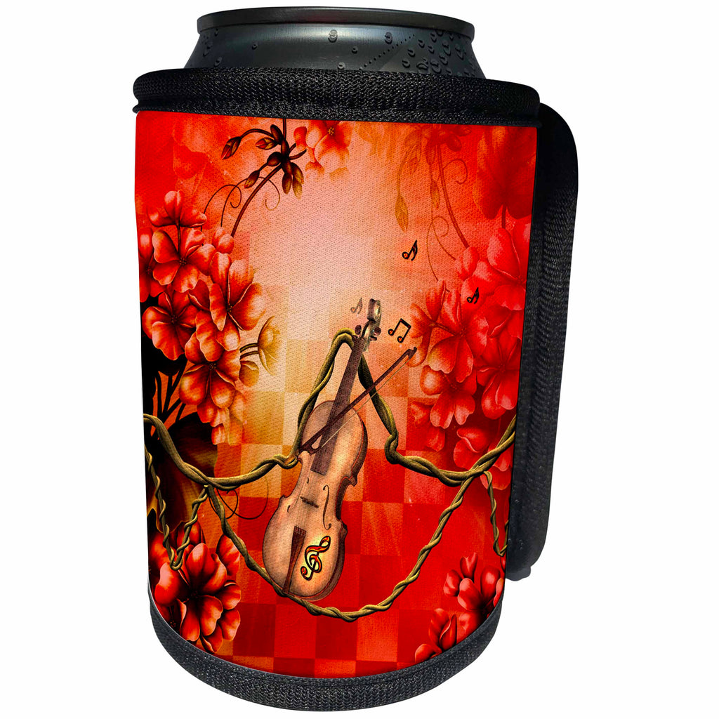 3dRose Heike Köhnen Design Music - Music, violin with violin bow - Can Cooler Bottle Wrap (cc_262389)