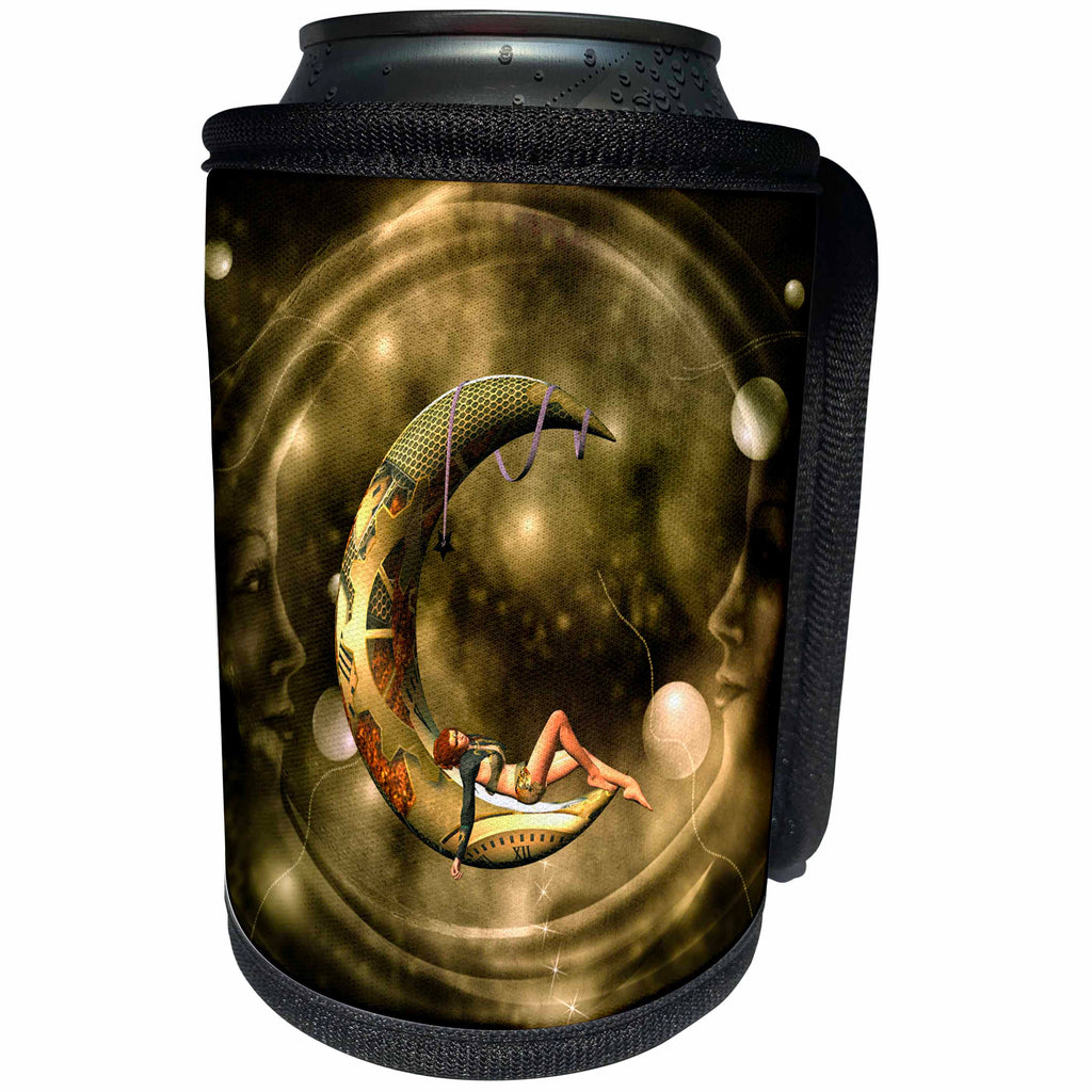 3dRose Heike Köhnen Design Fantasy - Fairy on the moon in the night - Can Cooler Bottle Wrap (cc_262390)