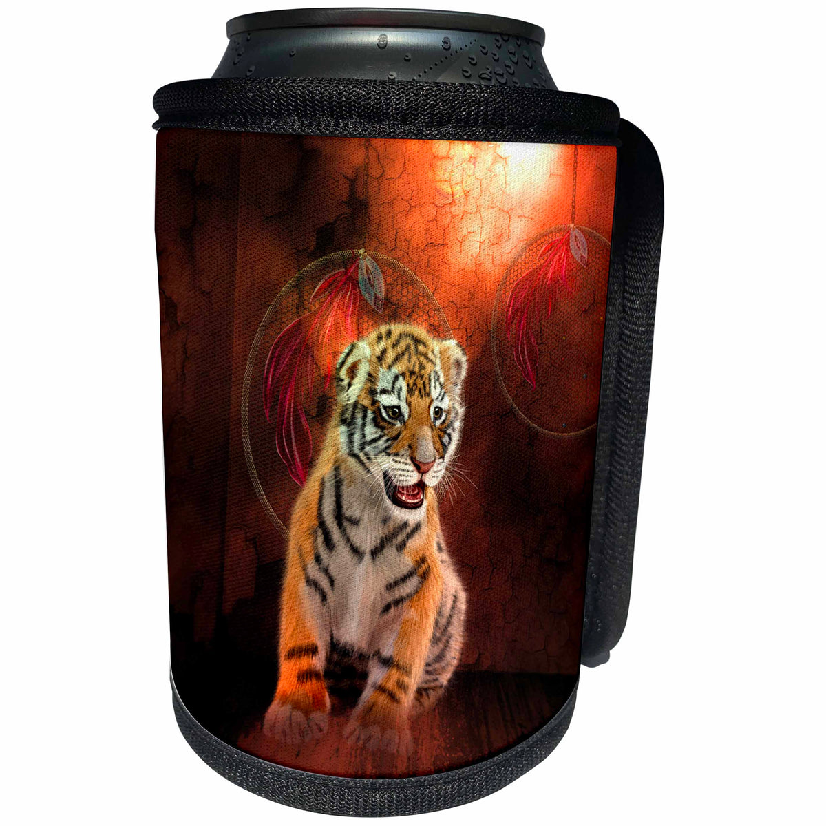 3dRose Heike Köhnen Design Animal - Cute little tiger, the little hunter - Can Cooler Bottle Wrap (cc_262397)