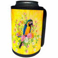 3dRose Heike Köhnen Design Animal - Funny parrot with flowers, yellow colors - Can Cooler Bottle Wrap (cc_262398)