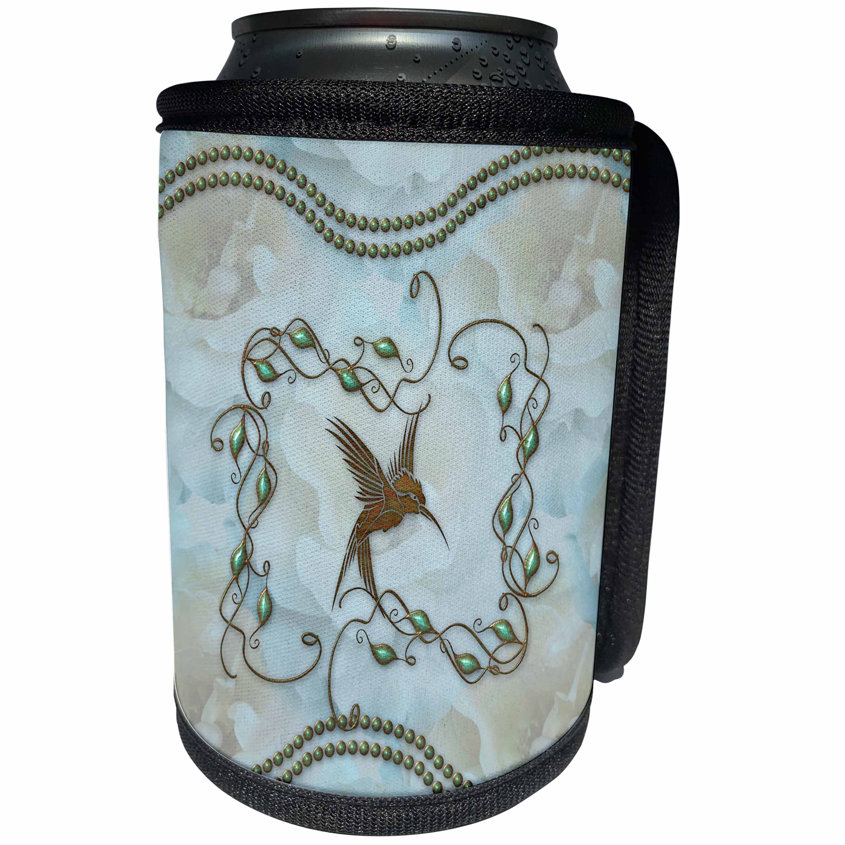 3dRose Heike Köhnen Design Fantasy - Bird with decorative floral elements - Can Cooler Bottle Wrap (cc_262401)