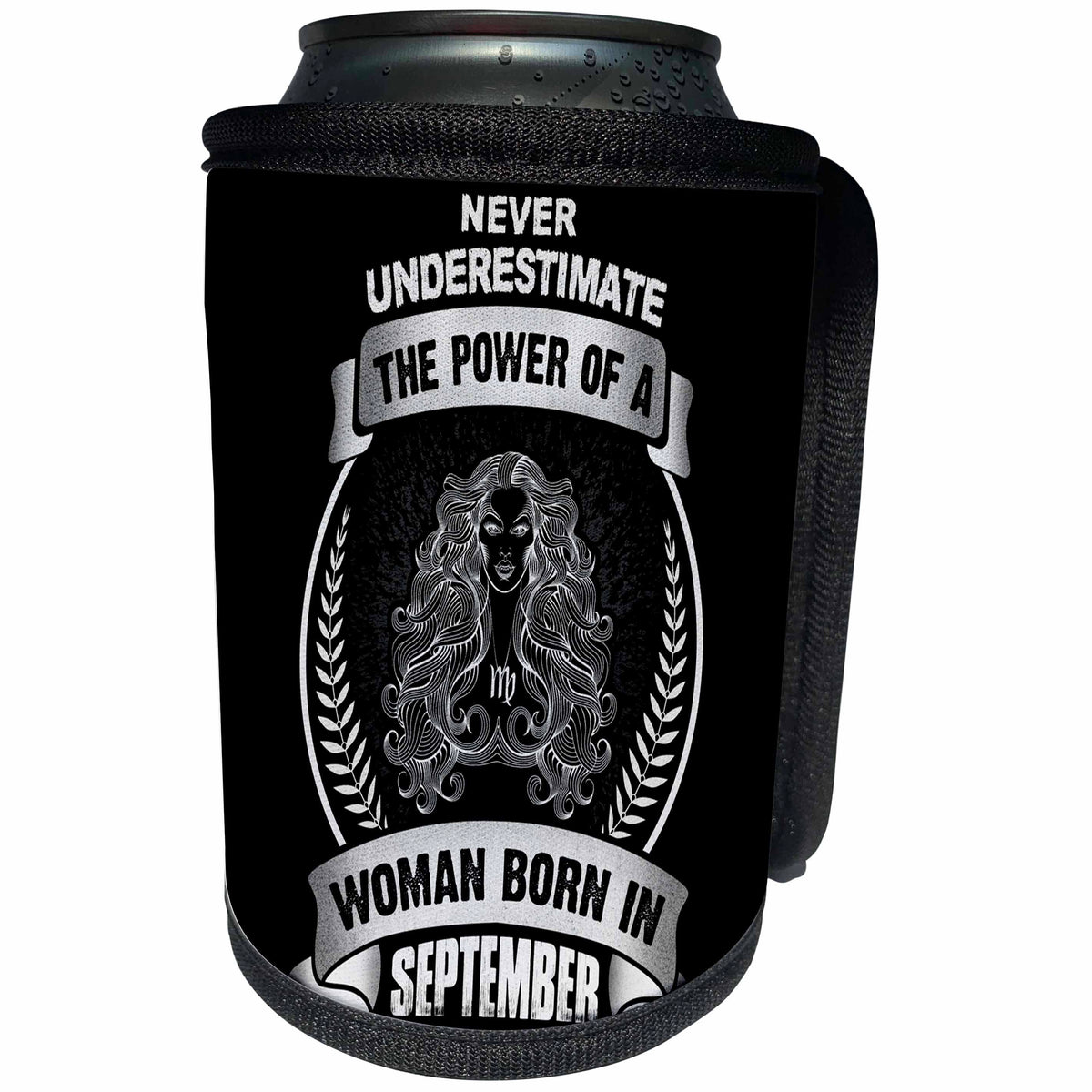 3dRose Sven Herkenrath Astrology - Never Underestimate The Power Of A Woman Born In September - Virgo - Can Cooler Bottle Wrap (cc_262402)
