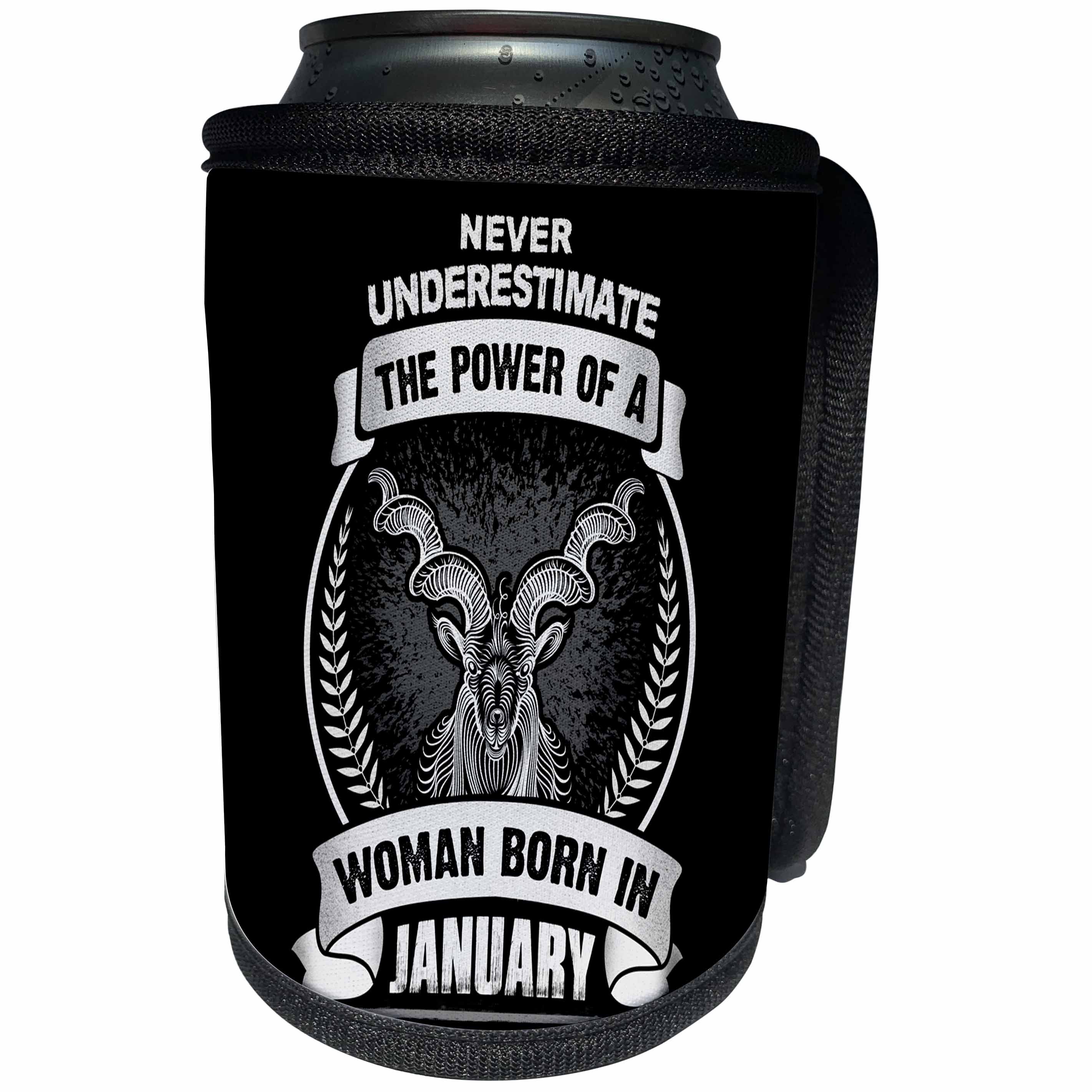 3dRose Sven Herkenrath Astrology - Never Underestimate The Power Of A Woman Born In January - Capricorn - Can Cooler Bottle Wrap (cc_262410)
