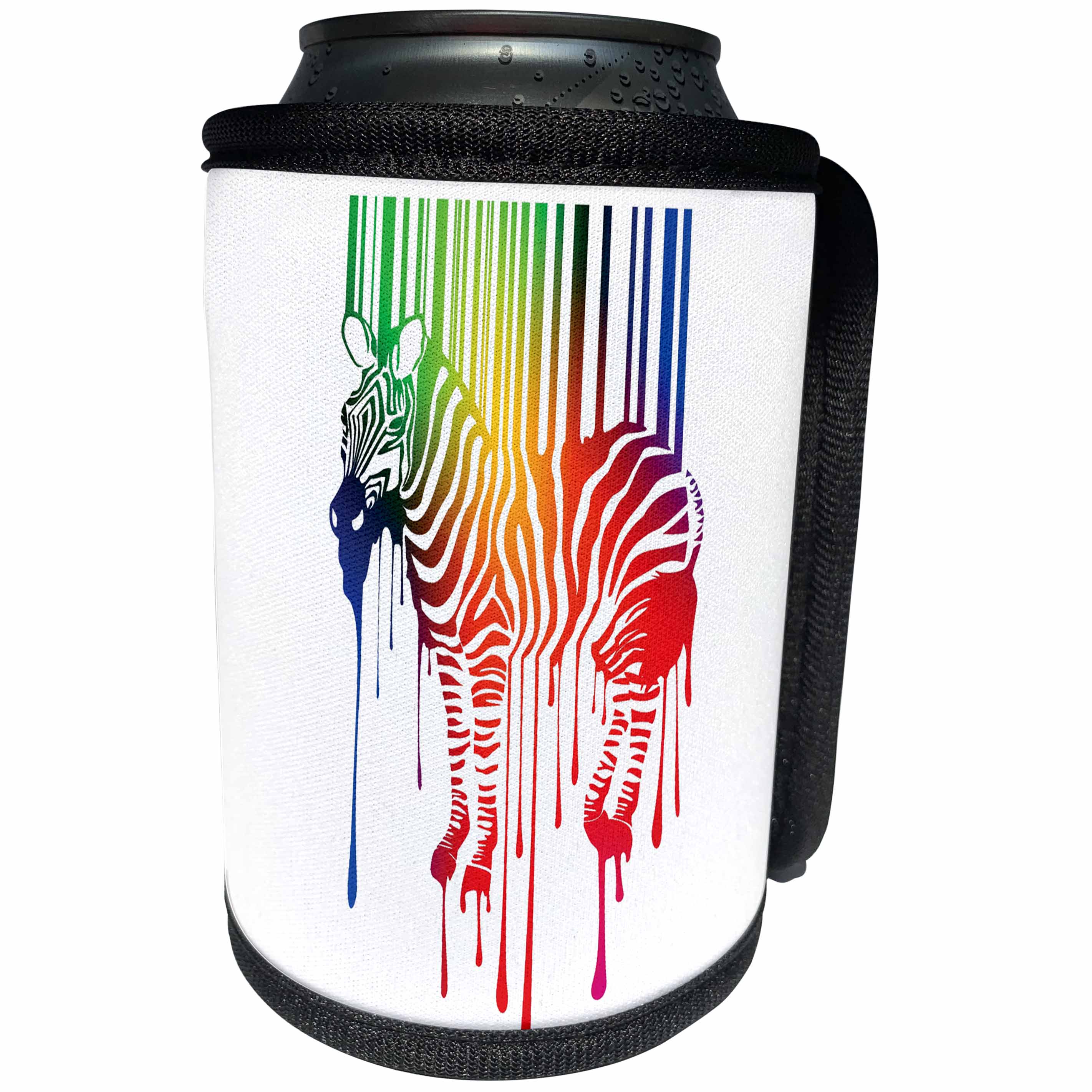 3dRose Sven Herkenrath Animals - Zebra Barcode Colorful Melting Silhouette - Can Cooler Bottle Wrap (cc_262429)