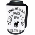 3dRose Sven Herkenrath Pets - Woman Loves Bull Terrier Dog Breed - Can Cooler Bottle Wrap (cc_262437)