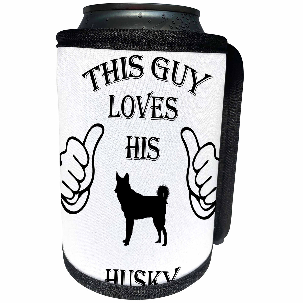 3dRose Sven Herkenrath Pets - Black And White Drawing Guy Pet Fan Husky - Can Cooler Bottle Wrap (cc_262439)