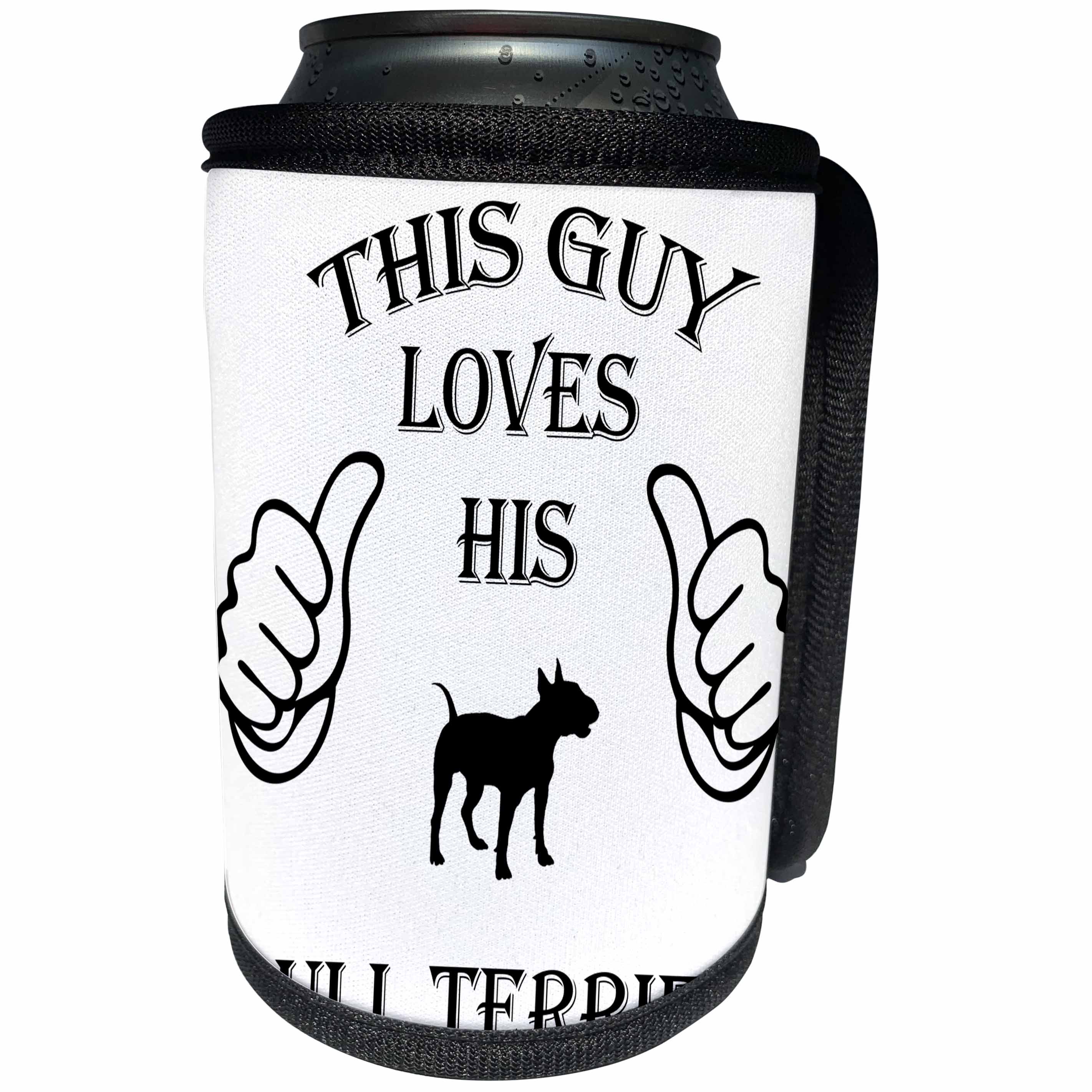 3dRose Sven Herkenrath Pets - Guy Loves Bull Terrier Dog Breed - Can Cooler Bottle Wrap (cc_262443)