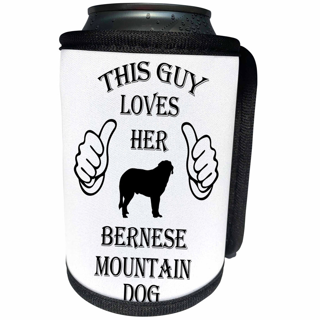 3dRose Sven Herkenrath Pets - Pet Fan Guy Bernese Mountain Dog Design - Can Cooler Bottle Wrap (cc_262444)