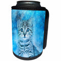 3dRose Sven Herkenrath Pets - Cute Gray Kitten On Blue Background Pet Cats - Can Cooler Bottle Wrap (cc_262454)