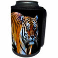 3dRose Sven Herkenrath Animals - A Tiger On Black Background Contrast Animal Tigers - Can Cooler Bottle Wrap (cc_262468)