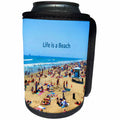 3dRose Sandy Mertens California - Huntington Beach Life is a Beach - Can Cooler Bottle Wrap (cc_26247)