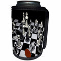 3dRose Sven Herkenrath Hobby Chess - Elegant Black And White Chess Board With Silver Tones Hobby Chess - Can Cooler Bottle Wrap (cc_262471)