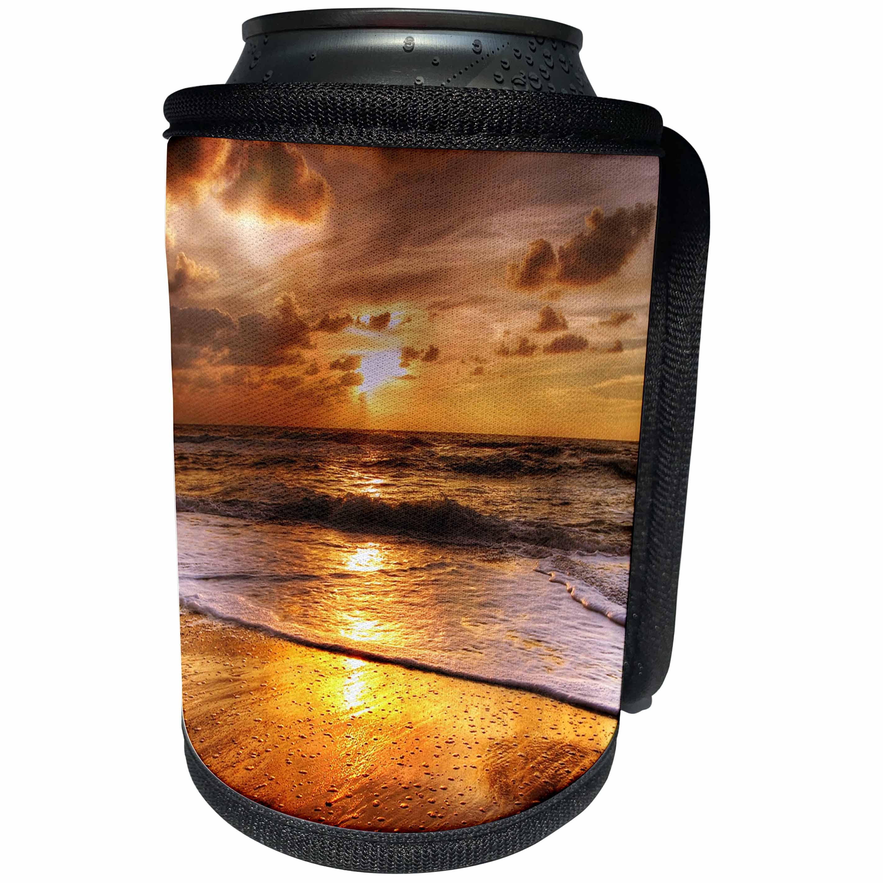 3dRose Sven Herkenrath Nature - Ocean And Beach At Sunset Nature Scenery - Can Cooler Bottle Wrap (cc_262476)
