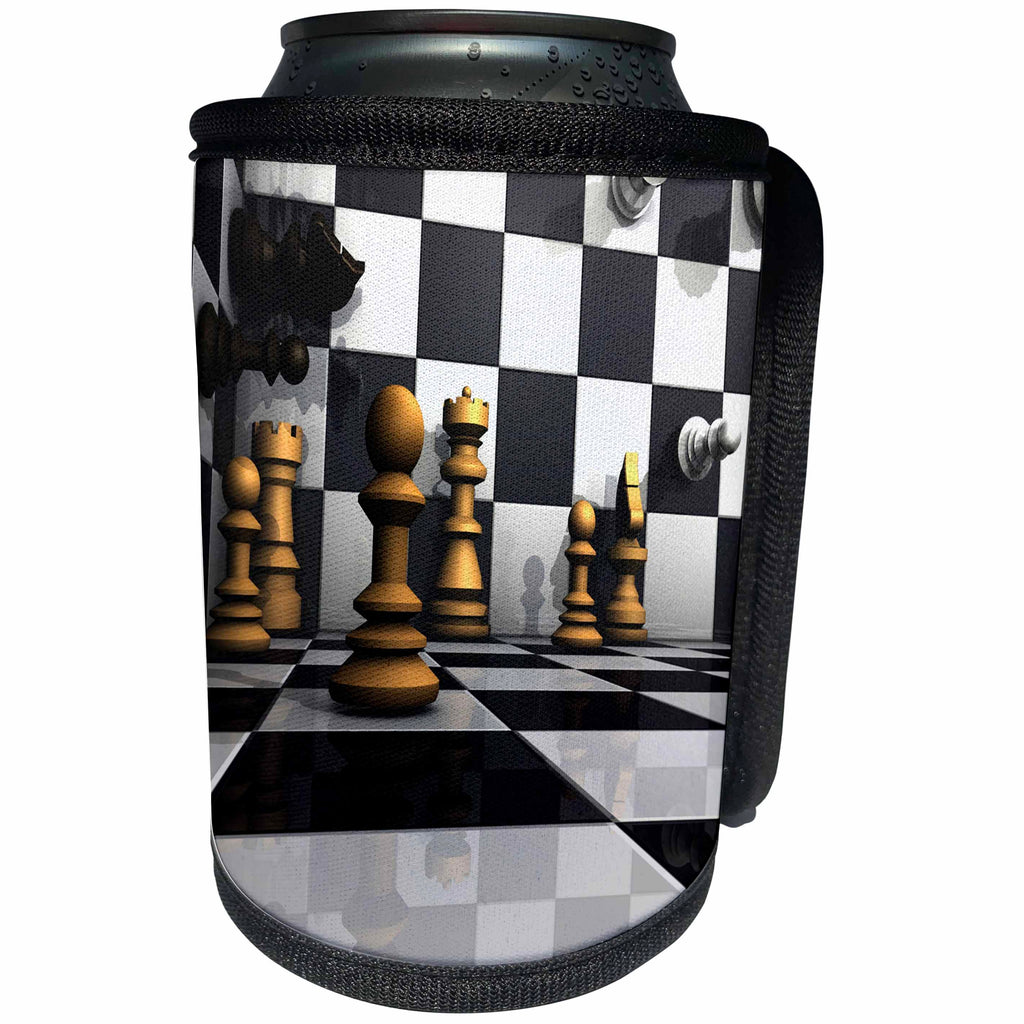 3dRose Sven Herkenrath Hobby Chess - 3D Chess Board Visualization Hobbies Sports Chess - Can Cooler Bottle Wrap (cc_262480)