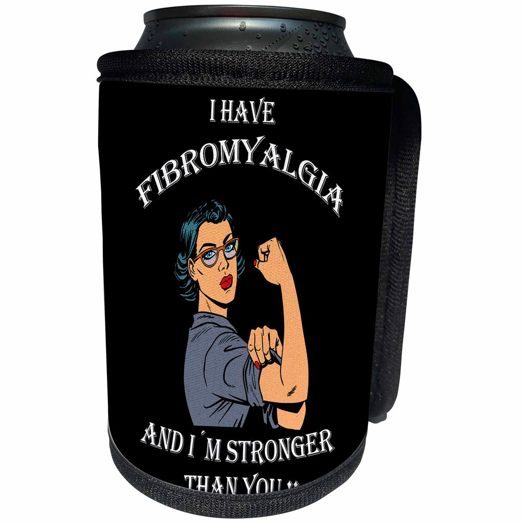 3dRose Sven Herkenrath Inspirational Quotes - Inspirational Fibromyalgia Supporting Phrase Female - Can Cooler Bottle Wrap (cc_262484)
