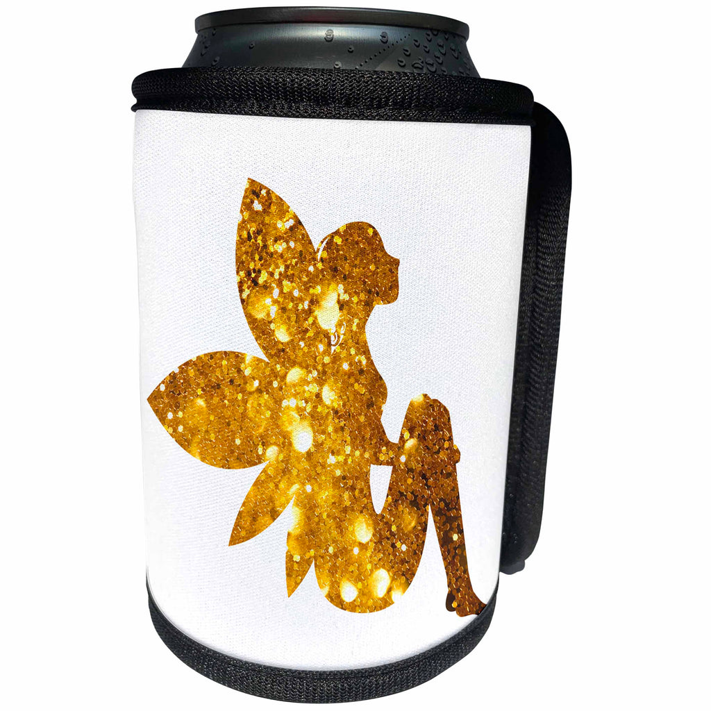 3dRose Sven Herkenrath Magic - Glittery Sparkling Gold Fairy Fantasy - Can Cooler Bottle Wrap (cc_262496)