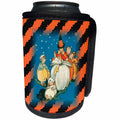 3dRose Halloween - Image of Vintage Style Halloween On Orange n Black Stripes - Can Cooler Bottle Wrap (cc_262498)