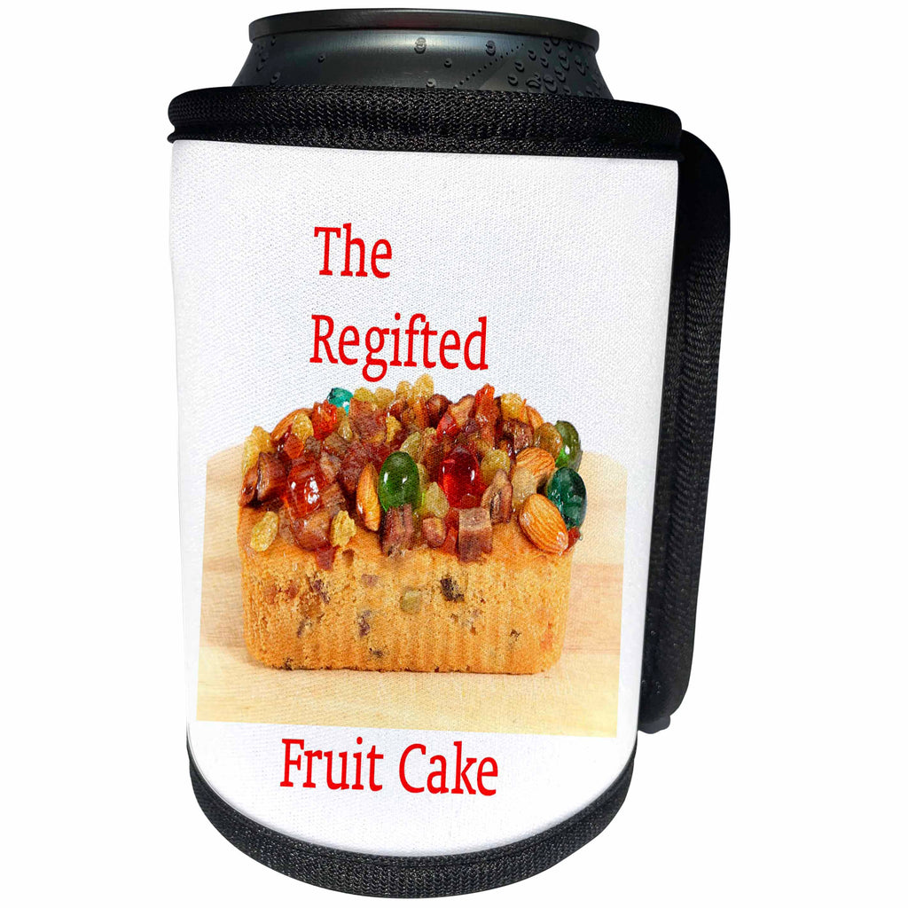 3dRose Food - Image of Fruitcake With Words Regifted - Can Cooler Bottle Wrap (cc_262517)