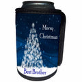 3dRose Christmas For Special People - Image of Merry Christmas Best Brother Tree And Snow - Can Cooler Bottle Wrap (cc_262528)