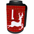 3dRose Doreen Erhardt Monogrammed Collection - Letter L Monogram Christmas White Reindeer Deck the Halls Theme - Can Cooler Bottle Wrap (cc_262650)