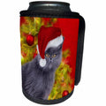 3dRose Doreen Erhardt Christmas Collection - Humiliated Cat in a Santa Hat Caricature Funny Painting for Christmas - Can Cooler Bottle Wrap (cc_262665)