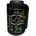 3dRose Doreen Erhardt Christmas Collection - Best Time of the Year Christmas Chalkboard and Holly Theme - Can Cooler Bottle Wrap (cc_262669)