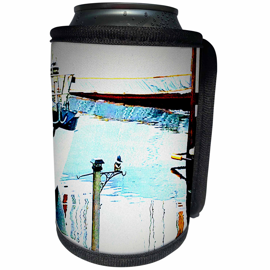 3dRose DYLAN SEIBOLD - PHOTOGRAPHY - Kingfisher Harbour - Can Cooler Bottle Wrap (cc_262747)