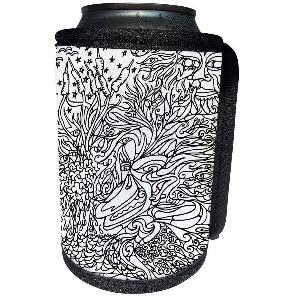 3dRose DYLAN SEIBOLD - MONOCHROME - Crazy Duck - Can Cooler Bottle Wrap (cc_262764)