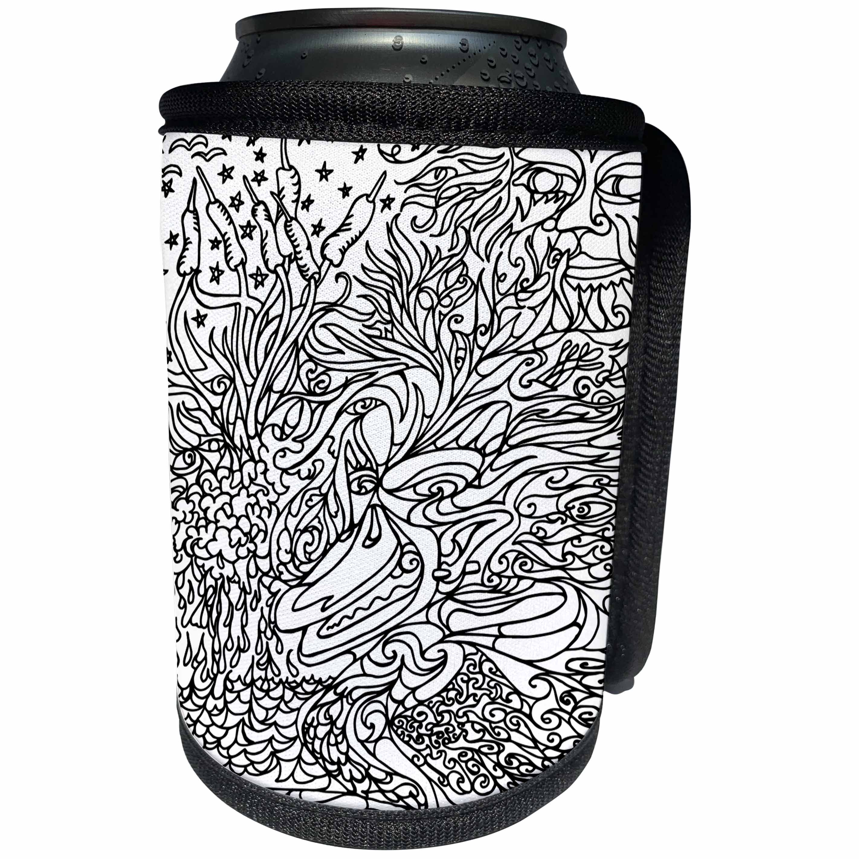3dRose DYLAN SEIBOLD - MONOCHROME - Crazy Duck - Can Cooler Bottle Wrap (cc_262764)