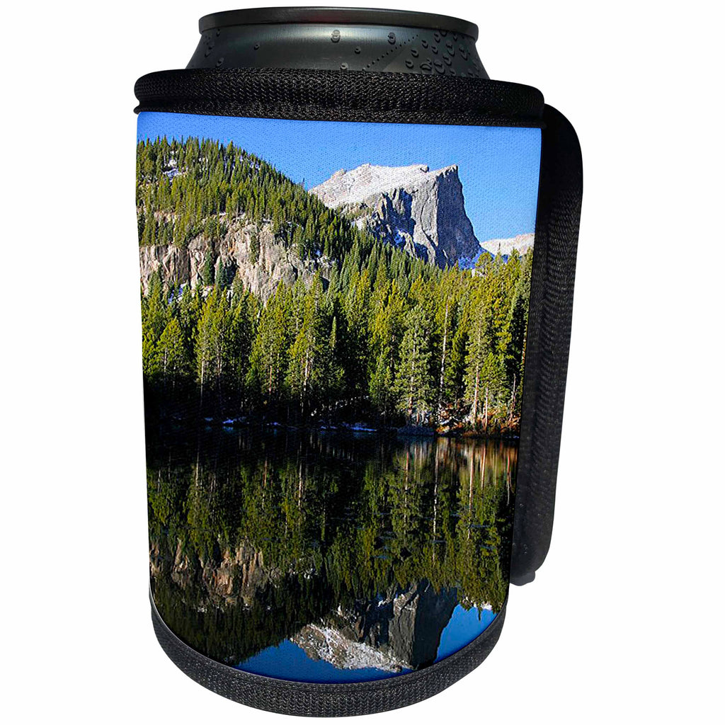 3dRose Sandy Mertens Colorado - Hallett Peak Nymph Lake Rocky Mountain National Park - Can Cooler Bottle Wrap (cc_26277)