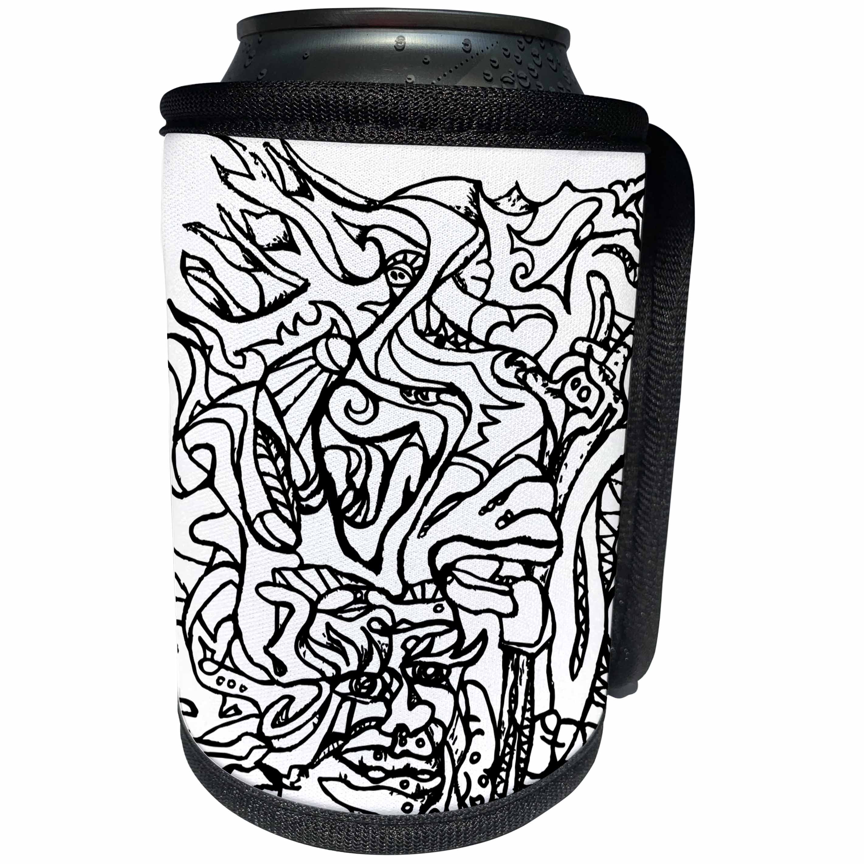 3dRose DYLAN SEIBOLD - MONOCHROME - Funny Face Land - Can Cooler Bottle Wrap (cc_262780)