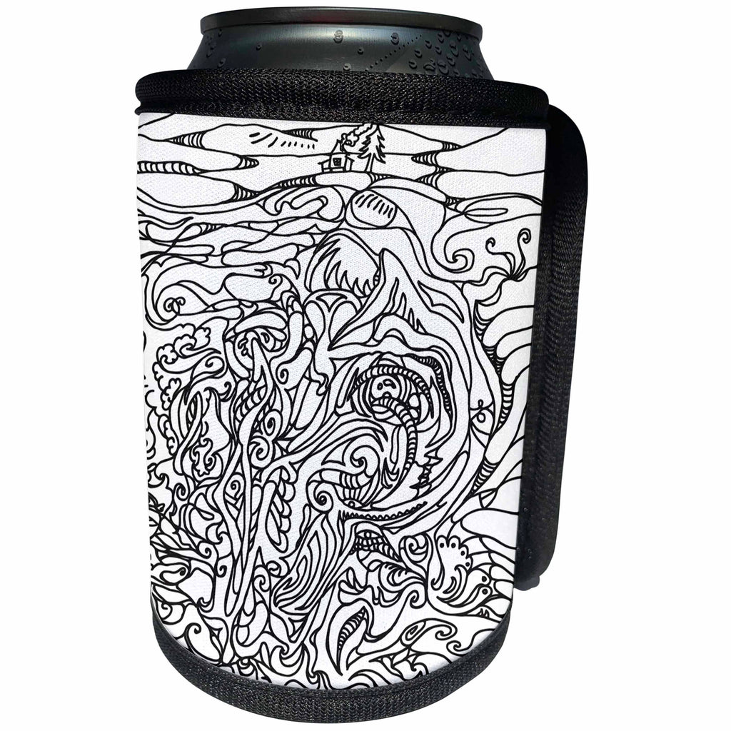 3dRose DYLAN SEIBOLD - MONOCHROME - Earths Interior - Can Cooler Bottle Wrap (cc_262788)