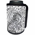 3dRose DYLAN SEIBOLD - MONOCHROME - Dragon Night - Can Cooler Bottle Wrap (cc_262796)