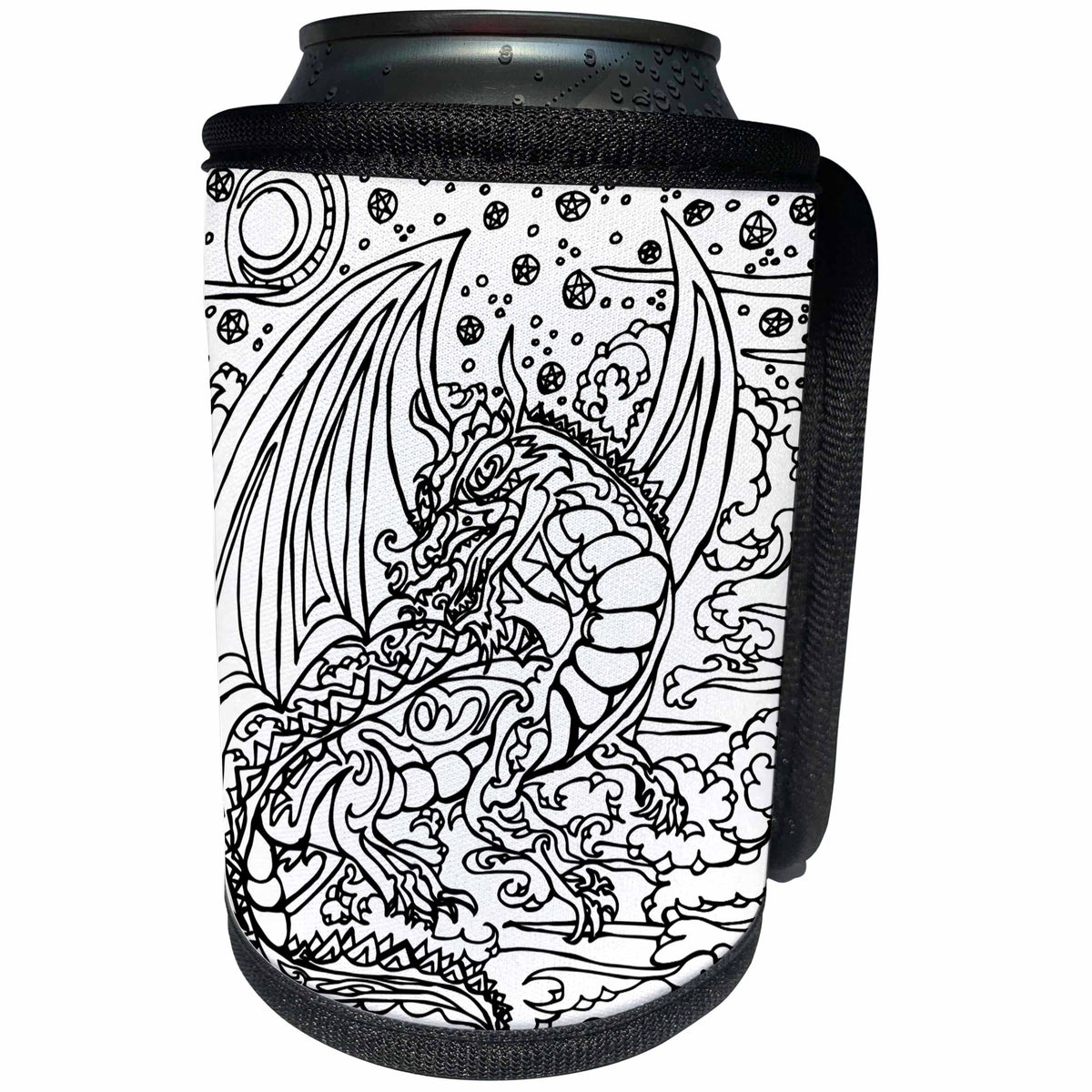 3dRose DYLAN SEIBOLD - MONOCHROME - Dragon Night - Can Cooler Bottle Wrap (cc_262796)