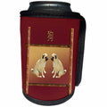 3dRose Beverly Turner Chinese New Year Design - Pug Dogs on Asian Design Chinese New Year of the Dog, Sign of the Dog - Can Cooler Bottle Wrap (cc_262804)