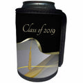 3dRose Beverly Turner Graduation Design - Graceful Gold Abstract Design with Tassel on Ribbon, Class of 2019 - Can Cooler Bottle Wrap (cc_262818)