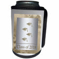 3dRose Beverly Turner Graduation Design - Gold Graduation Caps on Silver Look, Class of 2018 - Can Cooler Bottle Wrap (cc_262821)