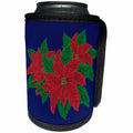3dRose 777images Digital Paintings Floral - Cluster of three Poinsettias on a dark blue background - Can Cooler Bottle Wrap (cc_262904)