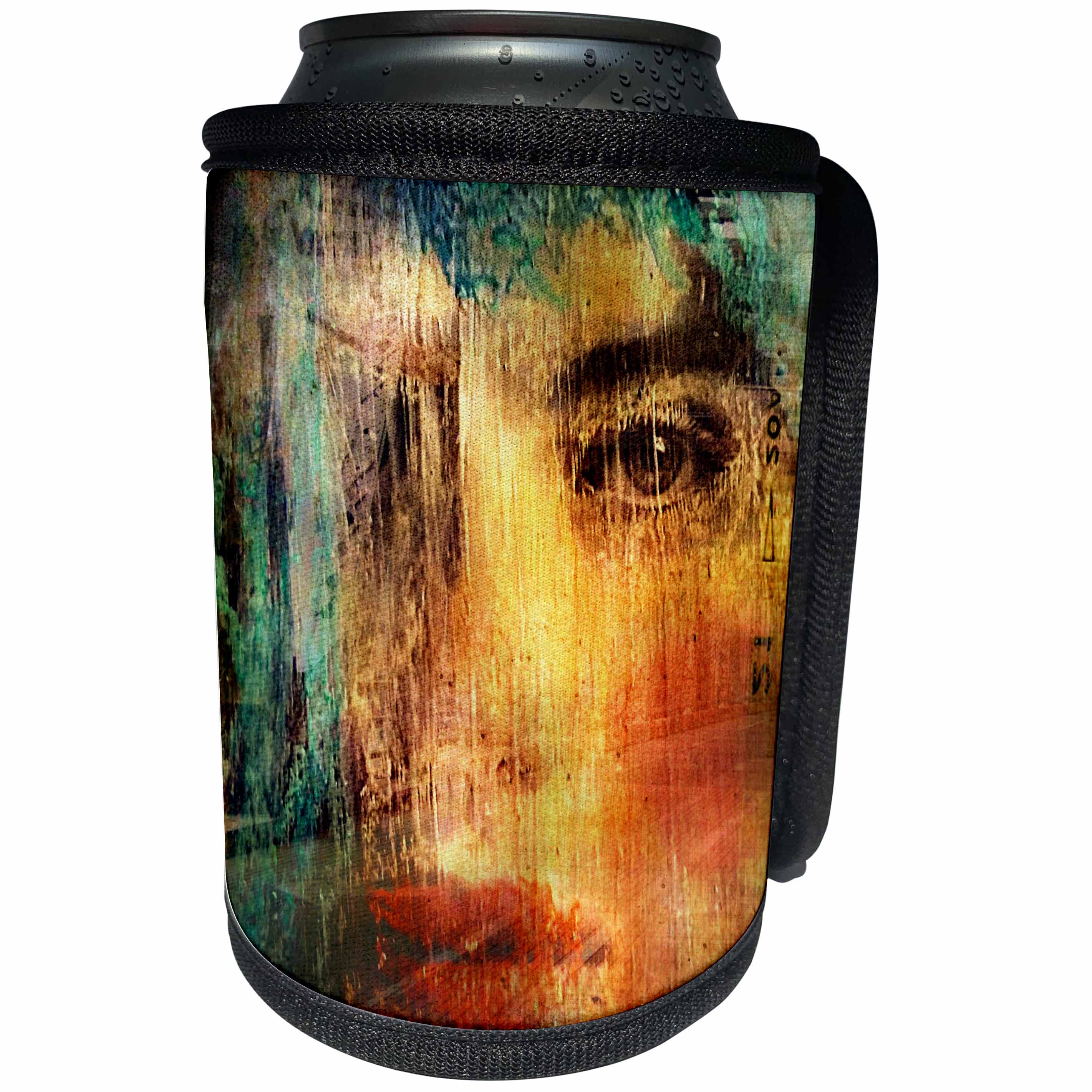 3dRose Cassie Peters Mixed Media - Woman in the City - Can Cooler Bottle Wrap (cc_262924)