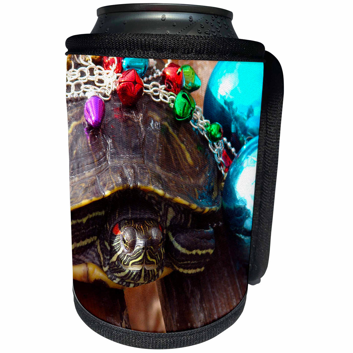 3dRose Cassie Peters Christmas - Christmas Turtle - Can Cooler Bottle Wrap (cc_262927)
