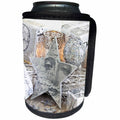 3dRose Andrea Haase Christmas Photography - Christmas star nostalgic and ornaments silver and white - Can Cooler Bottle Wrap (cc_262938)